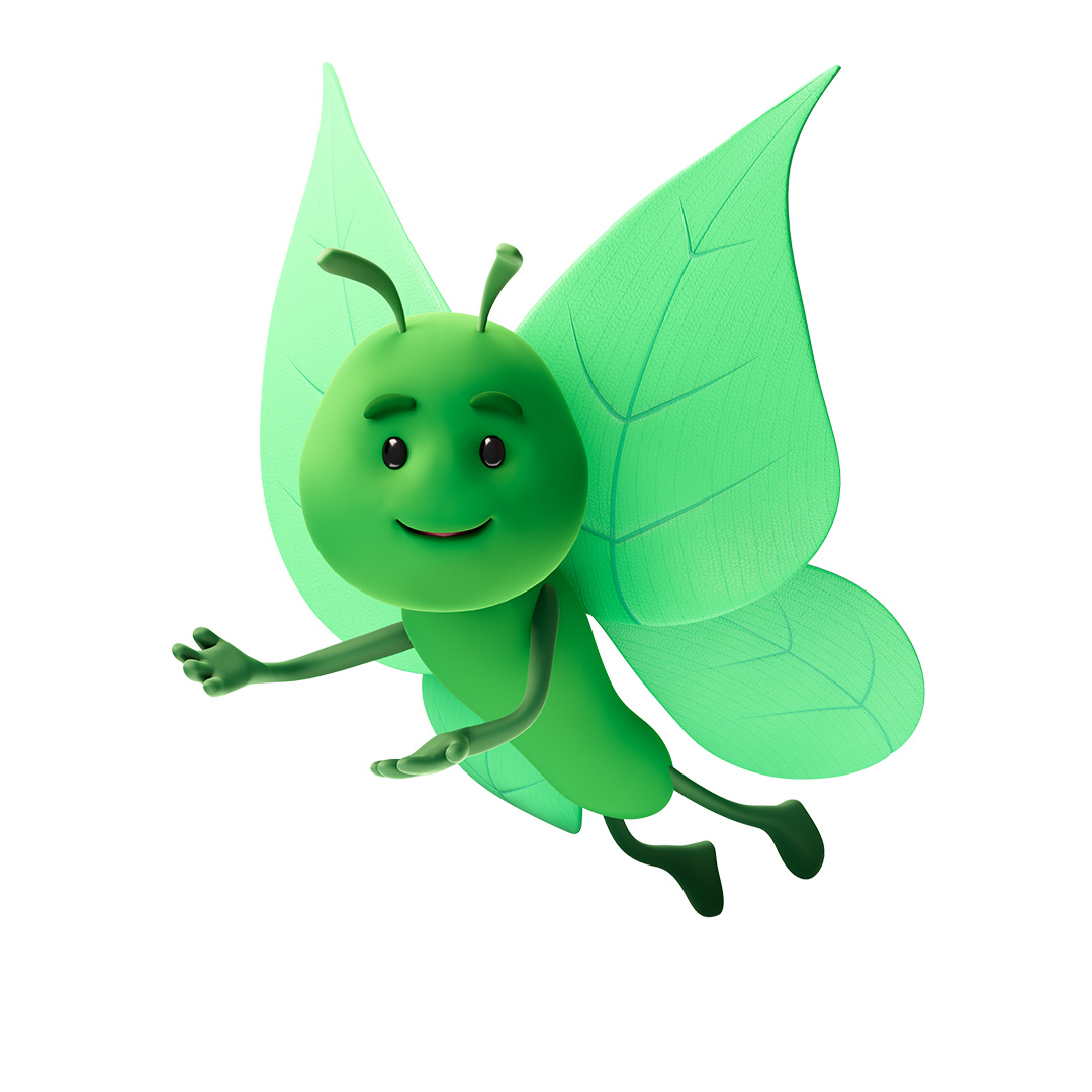 Bruce the butterfly flying.