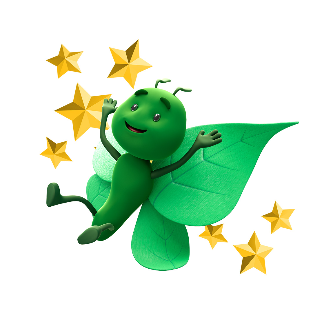 Bruce the butterfly floating with the stars