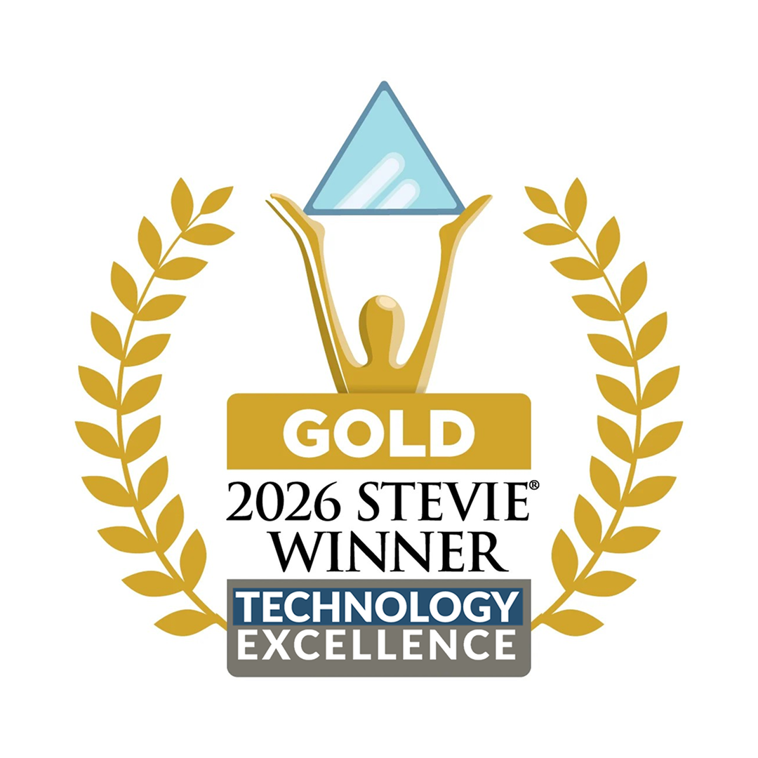 2026 Gold Stevie Winner Technology Excellence award badge.
