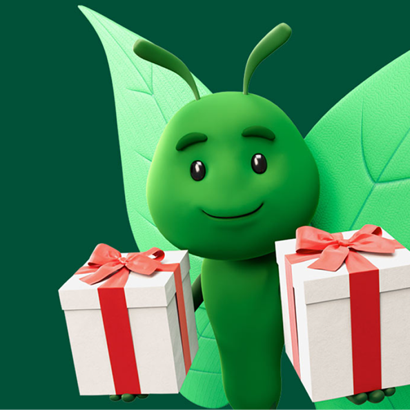 butterfly with parcels. 