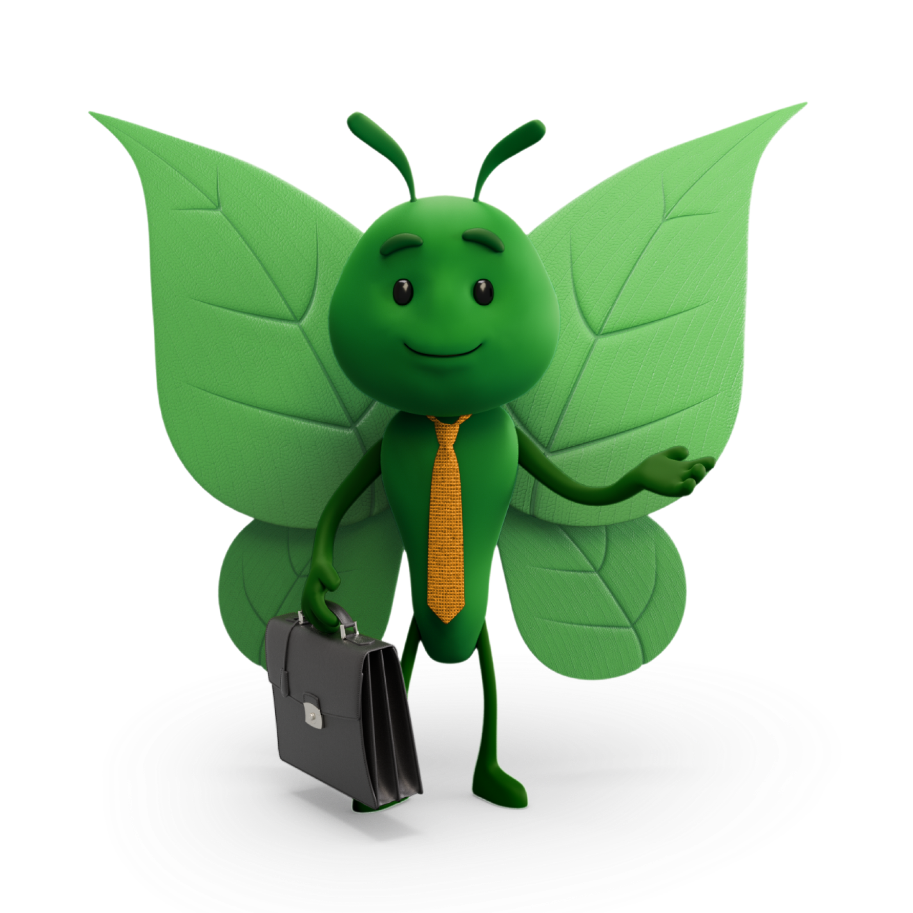 Bruce the butterfly with briefcase and tie