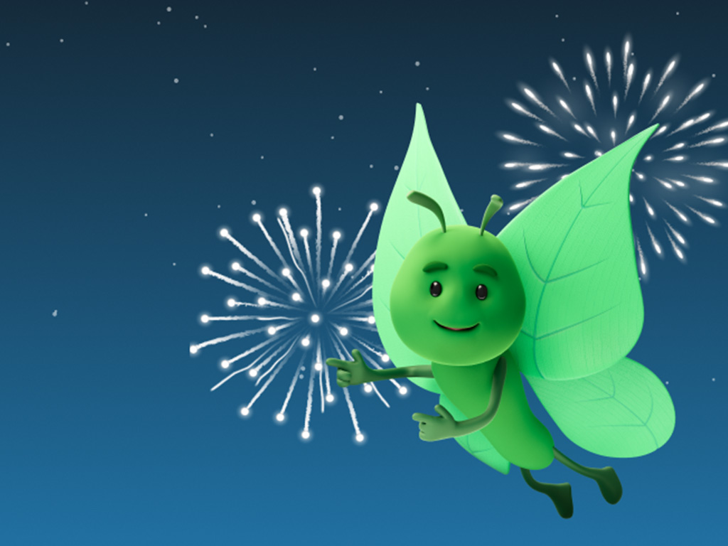Bruce the butterfly flying in the night sky
