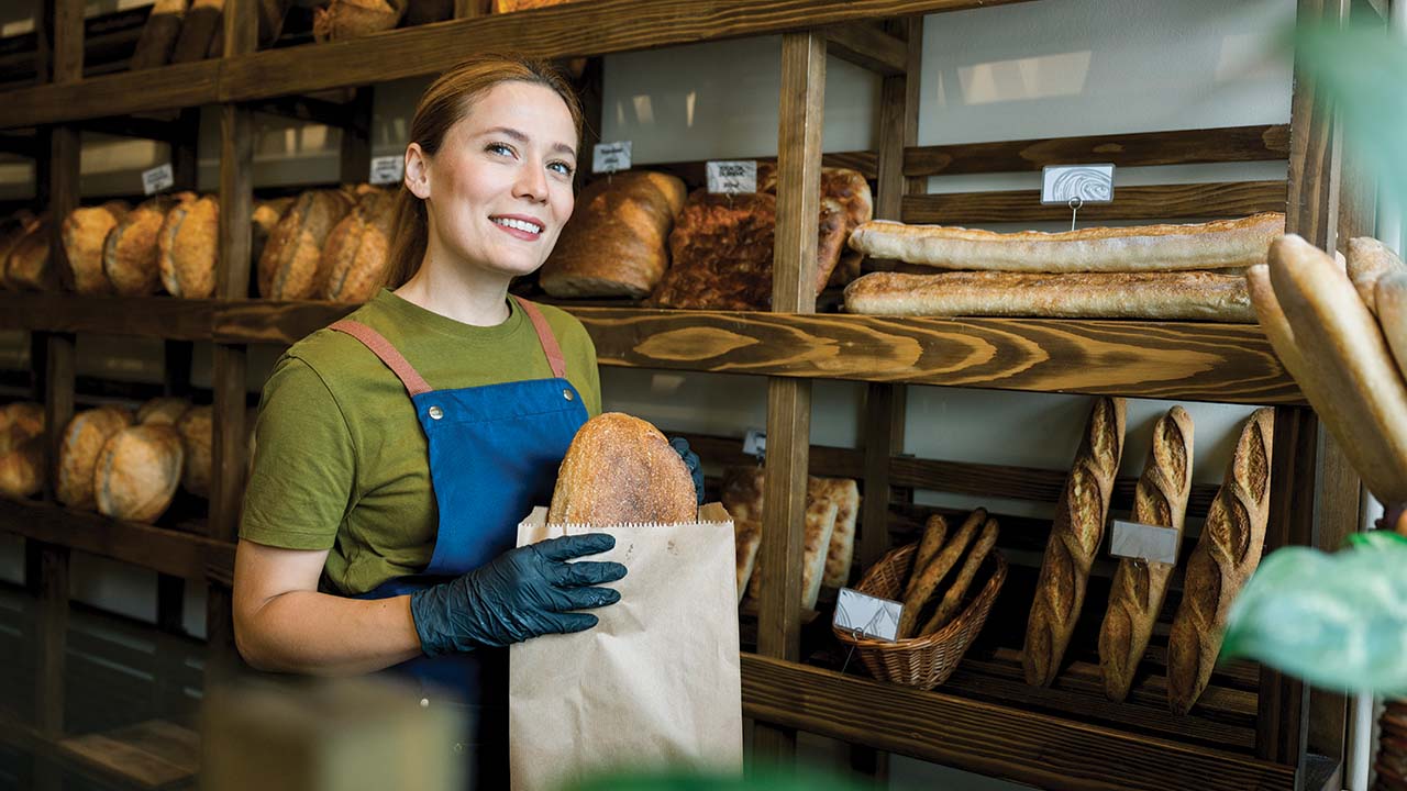 Lady selling bread
