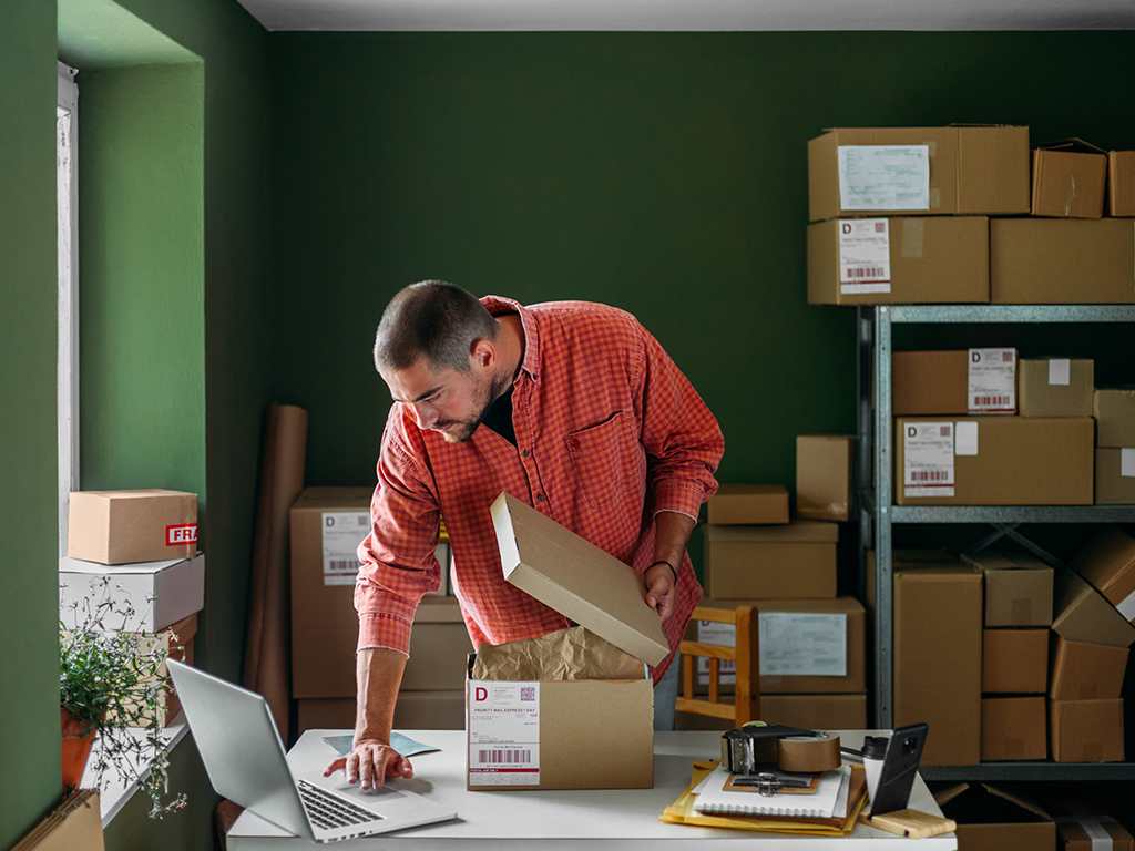 Man packing orders