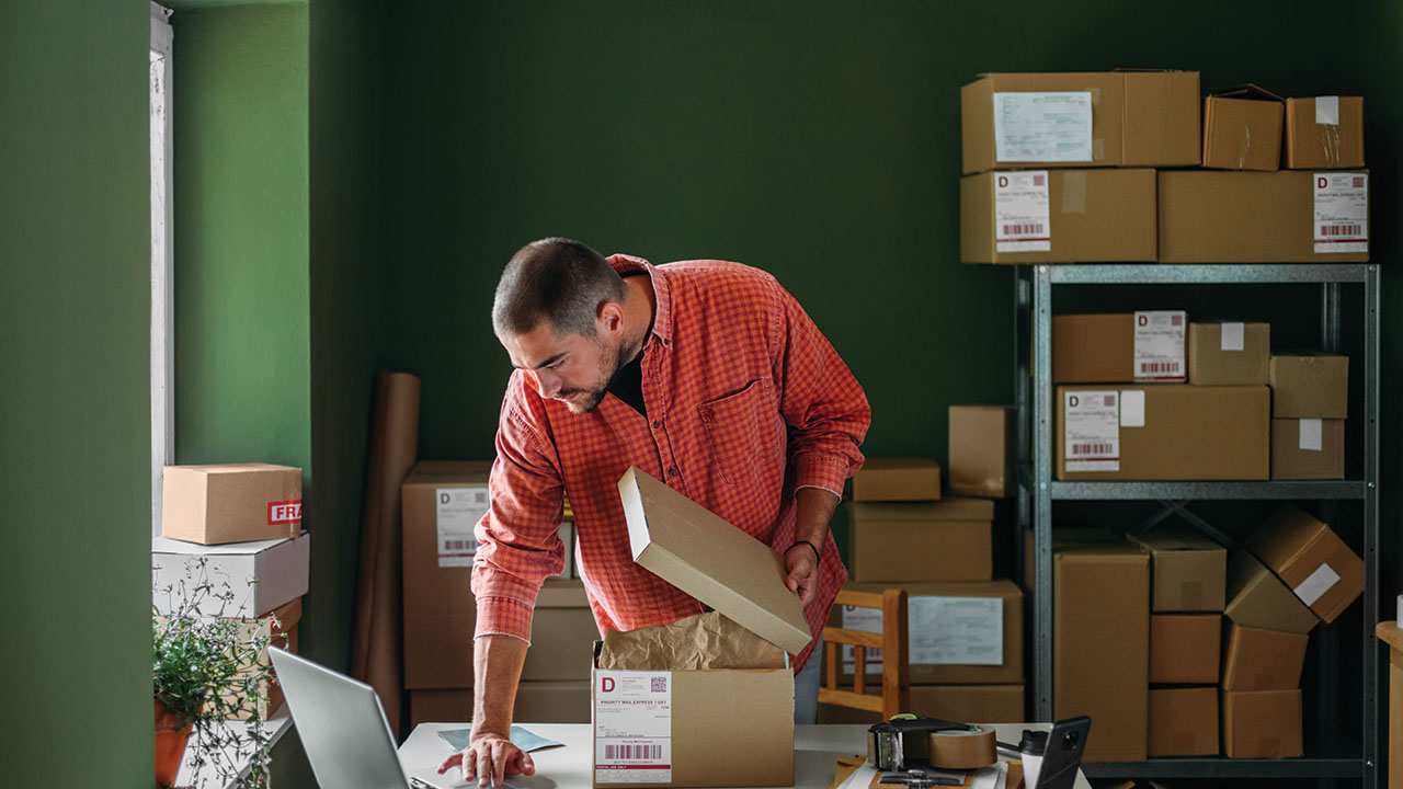 Man packing orders