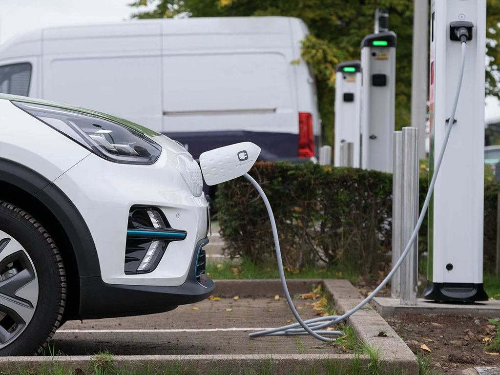 White car charging