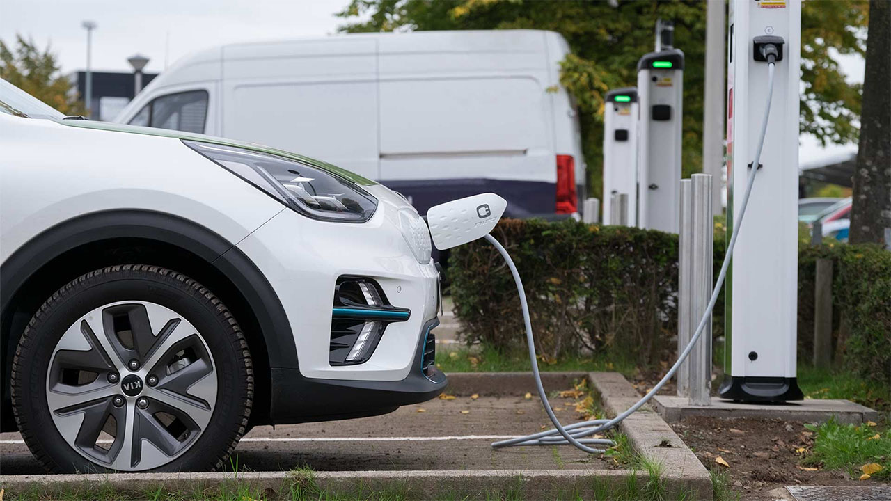 White car charging