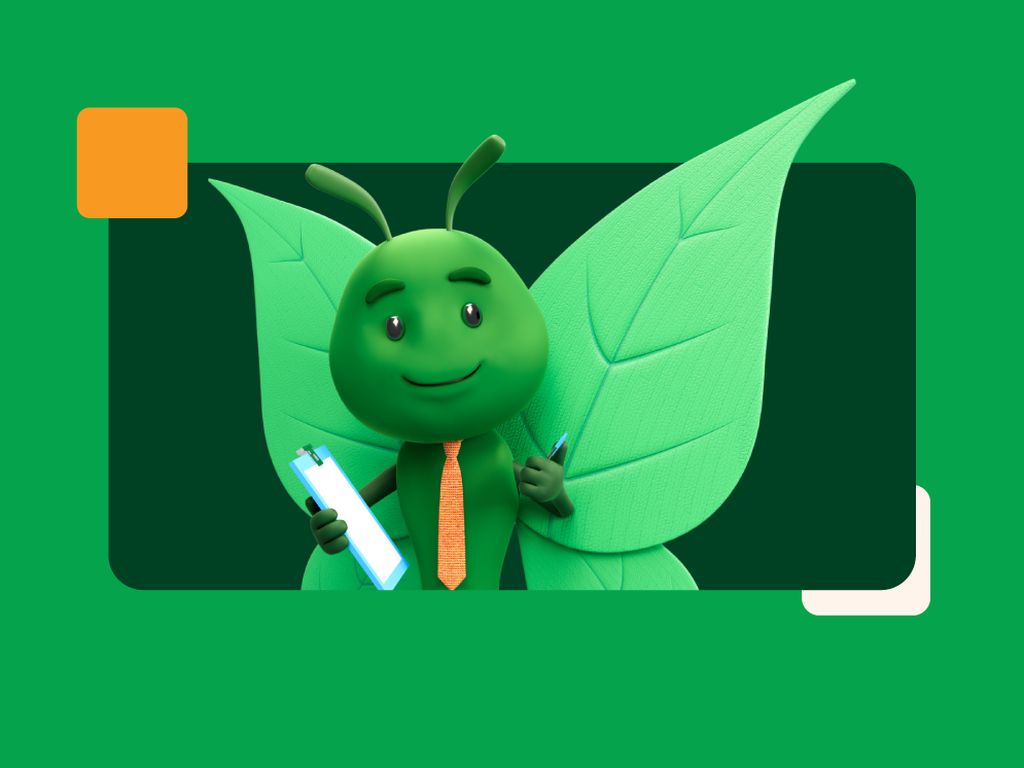 Bruce with clipboard on dark green background