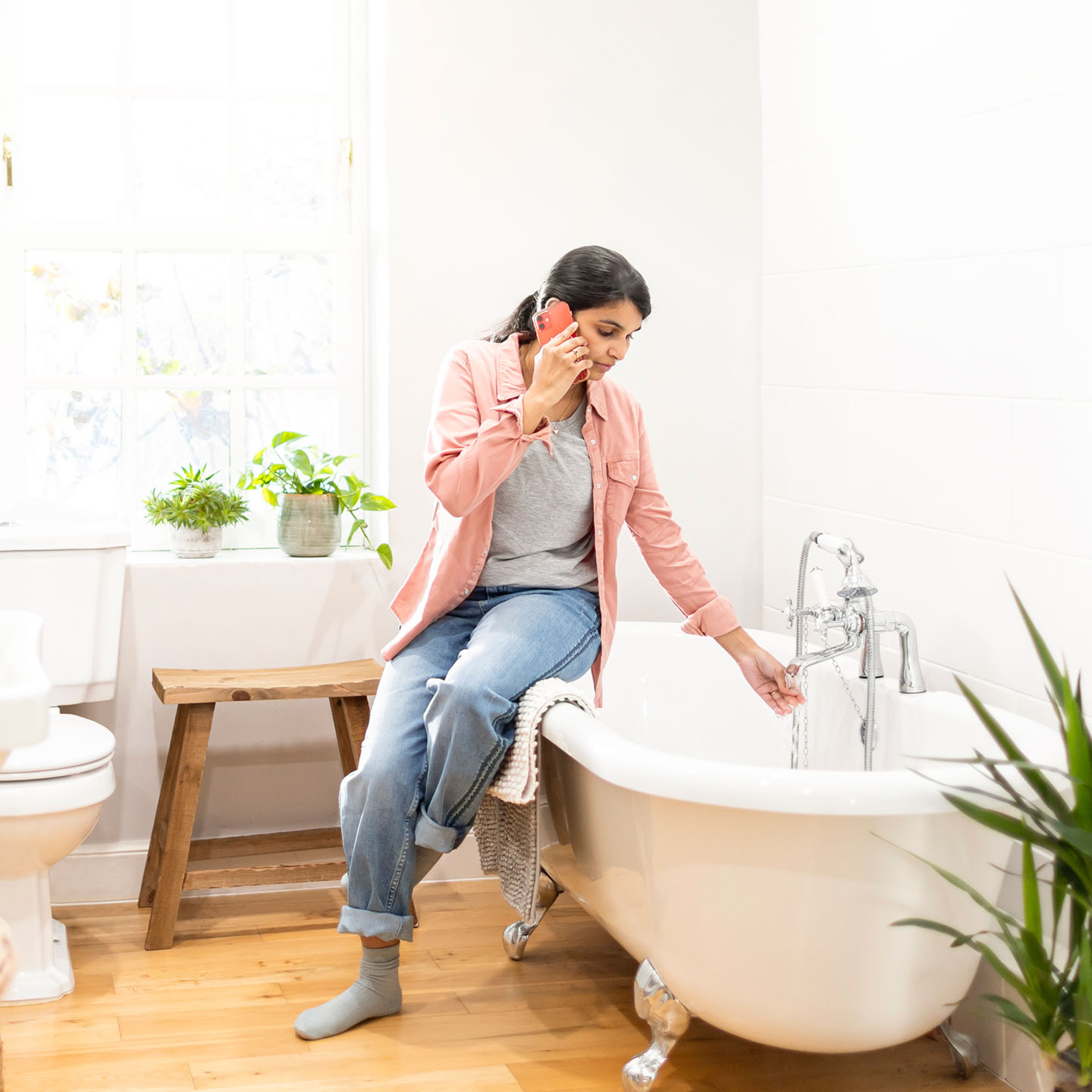 Woman running bath