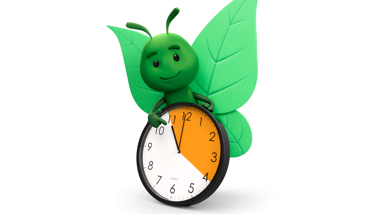 Bruce the butterfly with a clock