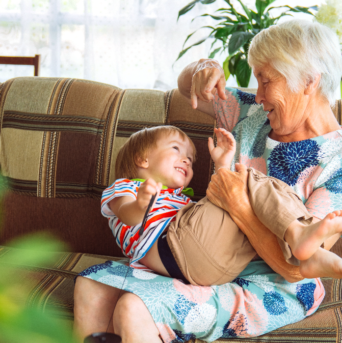 woman playing with child