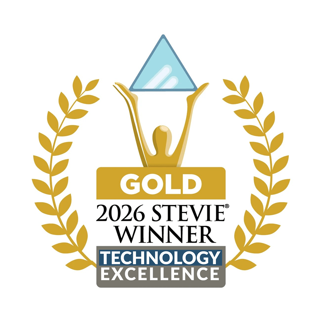 2026 Gold Stevie Winner Technology Excellence award badge.