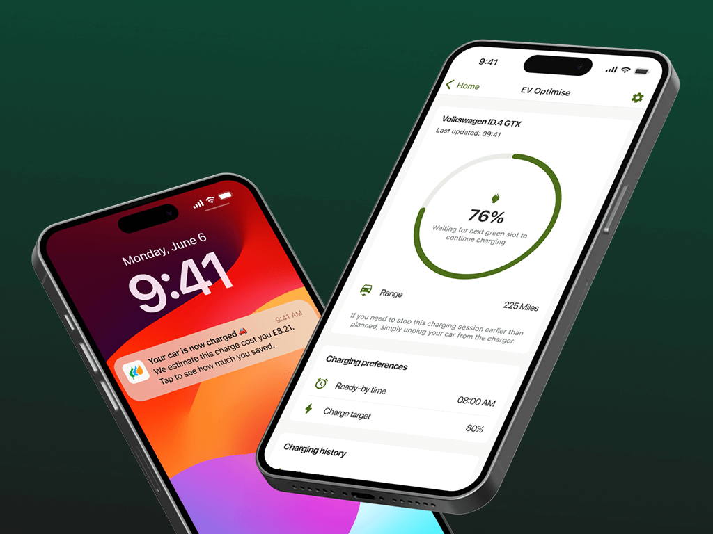 iPhones with EV Optimise waiting for next green slot screen and notification