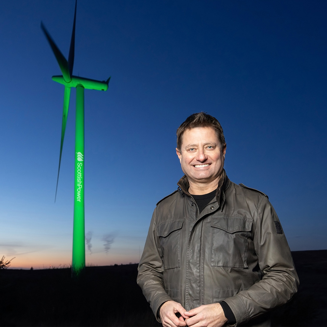George Clarke at Scottishpower whitelee windfarm