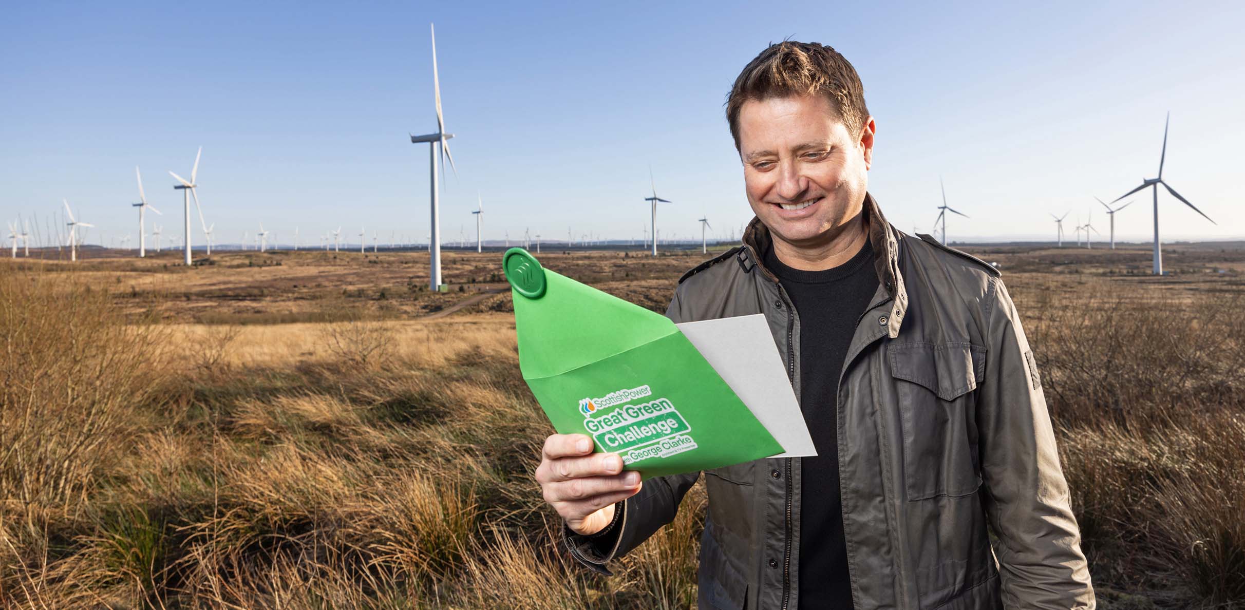 George Clarke reading note about the green challenge