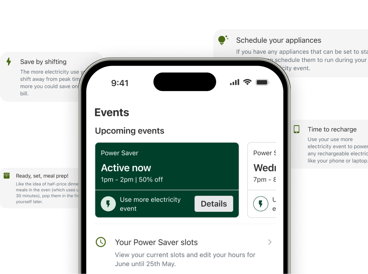 mobile phone displaying upcoming events screen