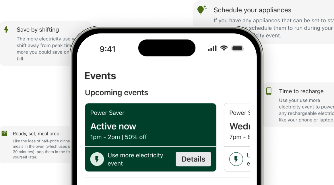 mobile phone displaying upcoming events screen