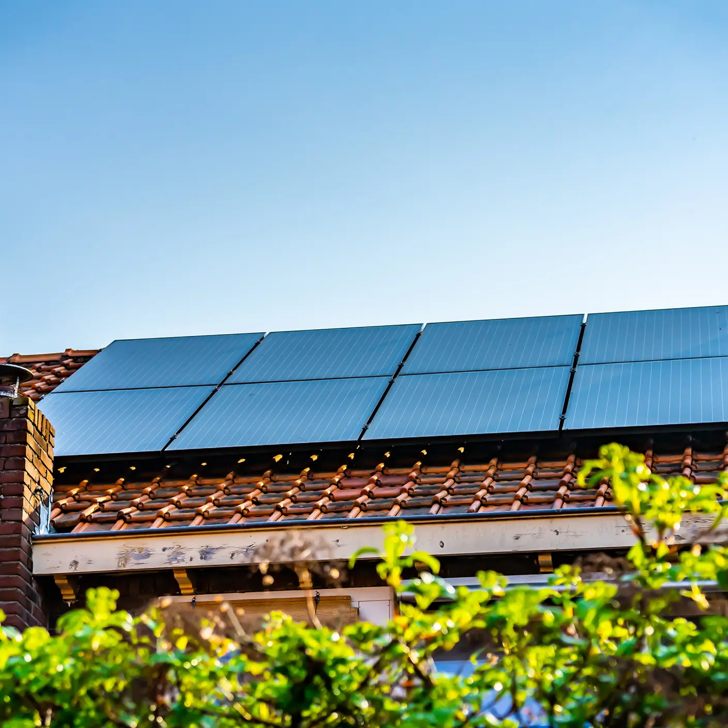 Solar panels on roof of a house