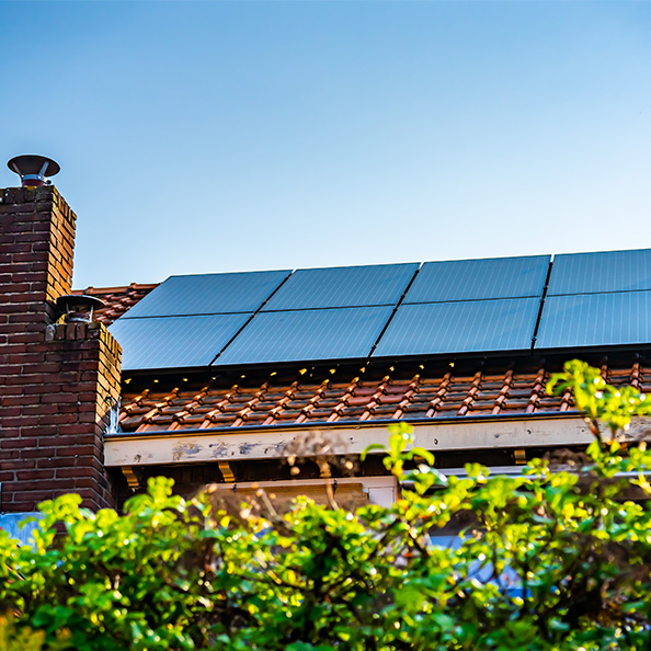 House roof with solar panels