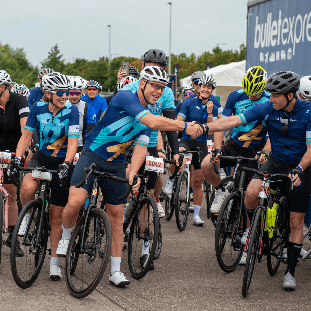Chris Hoy shakes hands at finish line